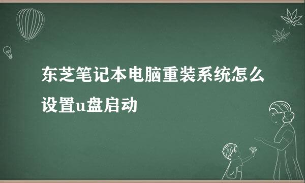 东芝笔记本电脑重装系统怎么设置u盘启动