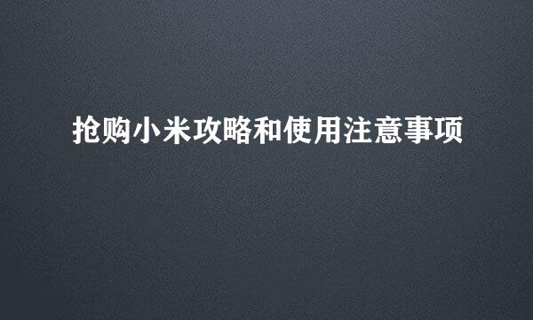 抢购小米攻略和使用注意事项