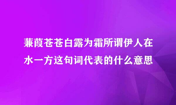 蒹葭苍苍白露为霜所谓伊人在水一方这句词代表的什么意思