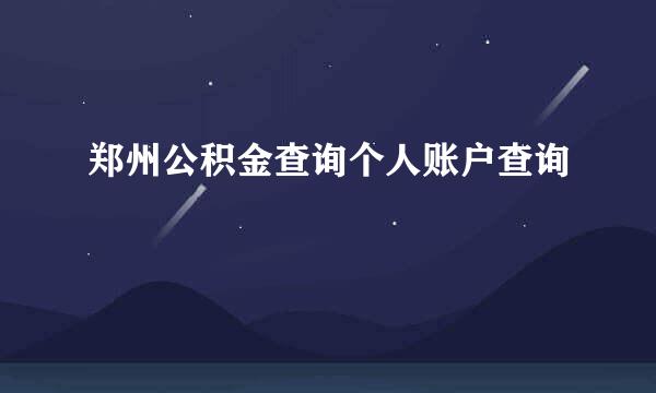 郑州公积金查询个人账户查询