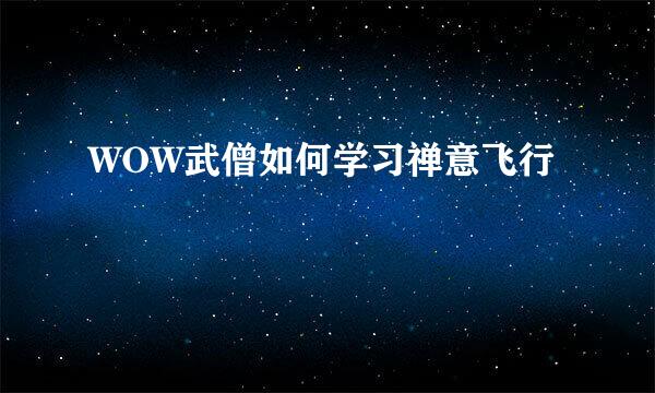 WOW武僧如何学习禅意飞行