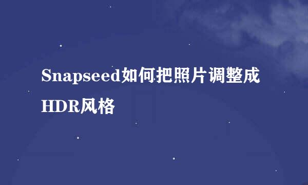 Snapseed如何把照片调整成HDR风格