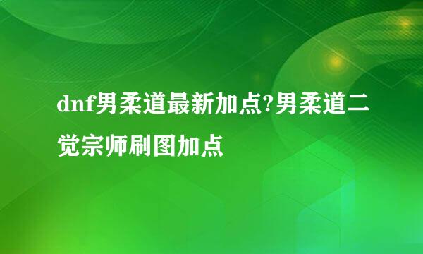 dnf男柔道最新加点?男柔道二觉宗师刷图加点