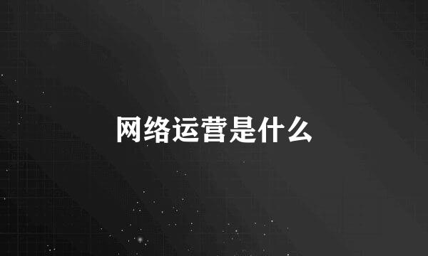 网络运营是什么