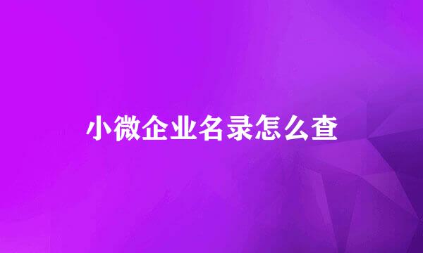 小微企业名录怎么查