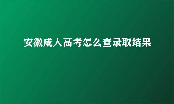 安徽成人高考怎么查录取结果