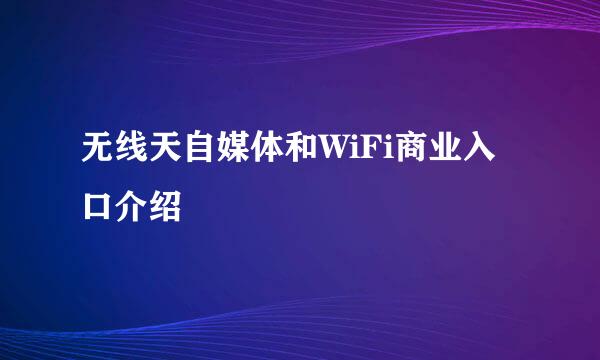 无线天自媒体和WiFi商业入口介绍