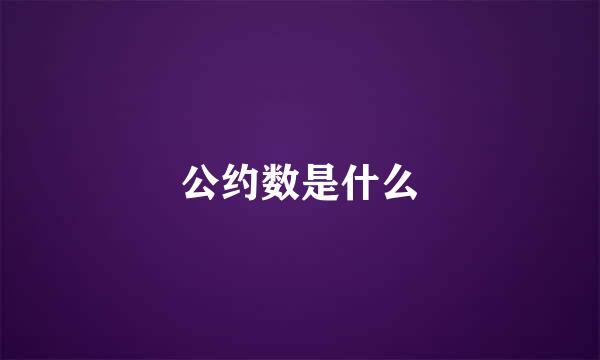 公约数是什么