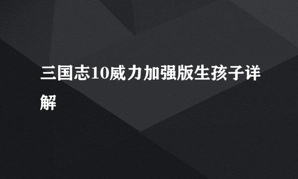 三国志10威力加强版生孩子详解