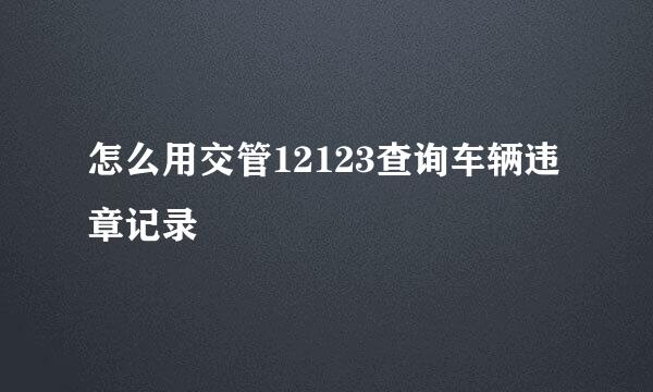 怎么用交管12123查询车辆违章记录