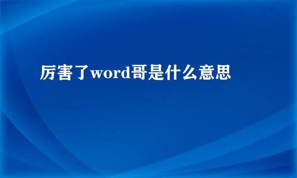 厉害了word哥是什么意思