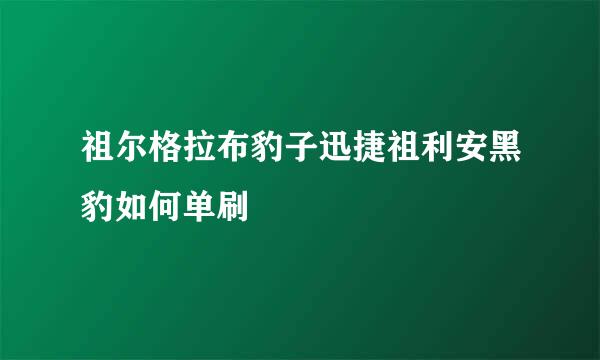 祖尔格拉布豹子迅捷祖利安黑豹如何单刷