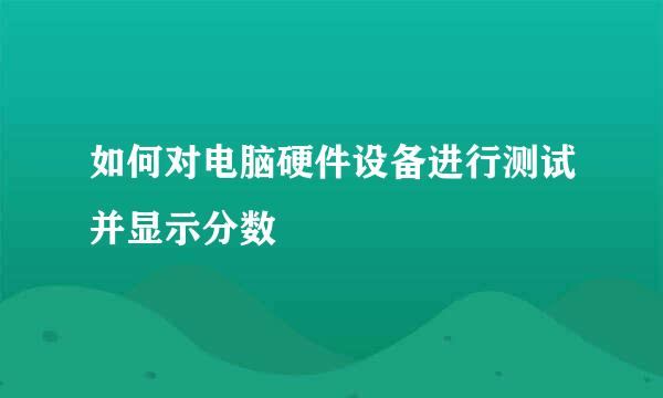 如何对电脑硬件设备进行测试并显示分数