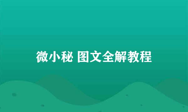 微小秘 图文全解教程