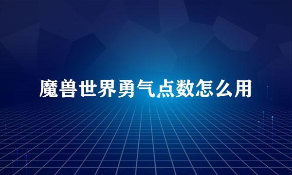 魔兽世界勇气点数怎么用