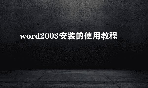 word2003安装的使用教程