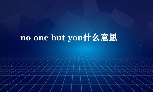 no one but you什么意思