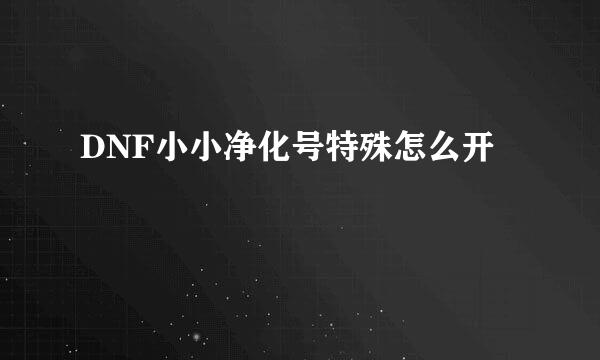 DNF小小净化号特殊怎么开