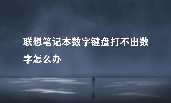 联想笔记本数字键盘打不出数字怎么办