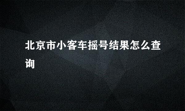 北京市小客车摇号结果怎么查询