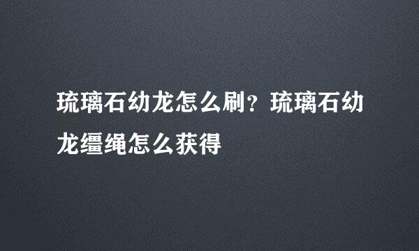 琉璃石幼龙怎么刷？琉璃石幼龙缰绳怎么获得