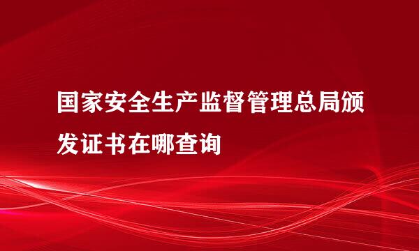 国家安全生产监督管理总局颁发证书在哪查询