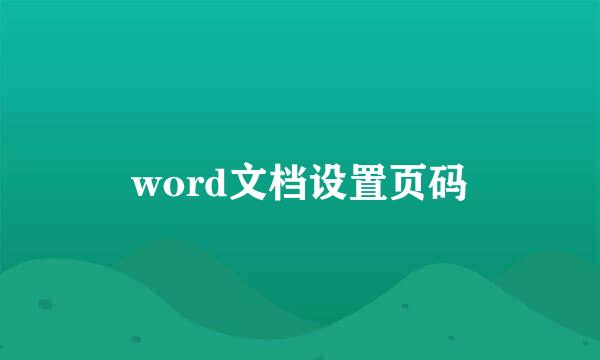 word文档设置页码