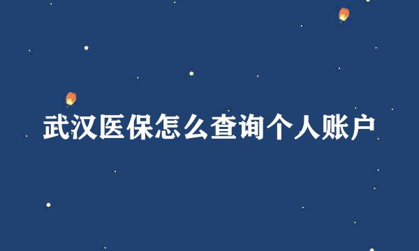 武汉医保怎么查询个人账户