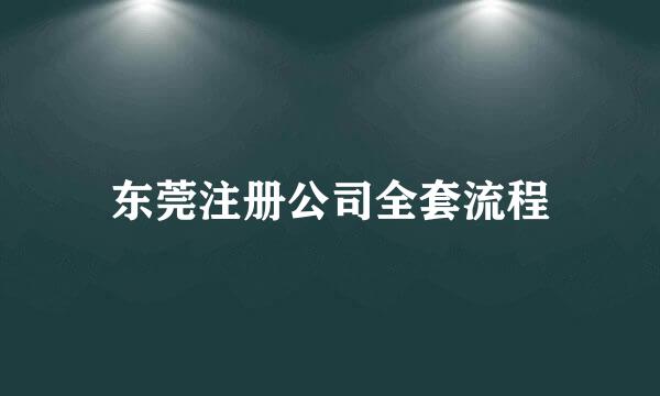 东莞注册公司全套流程