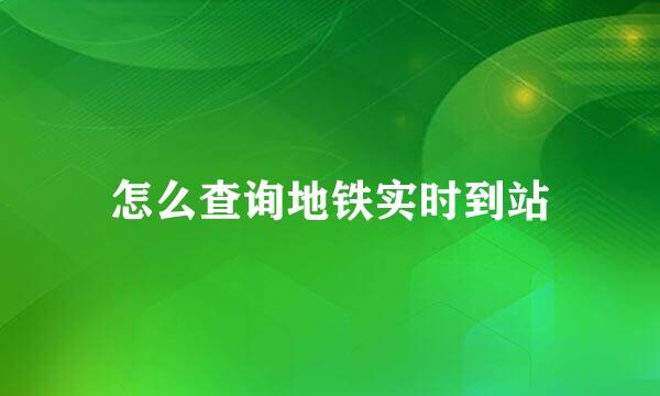 怎么查询地铁实时到站