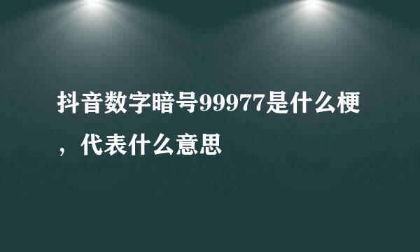 抖音数字暗号99977是什么梗，代表什么意思