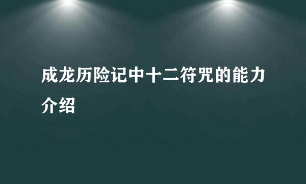 成龙历险记中十二符咒的能力介绍