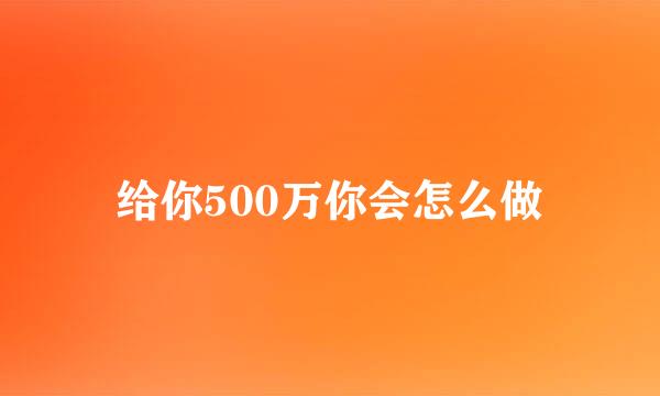 给你500万你会怎么做