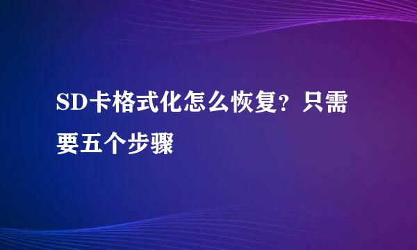 SD卡格式化怎么恢复？只需要五个步骤