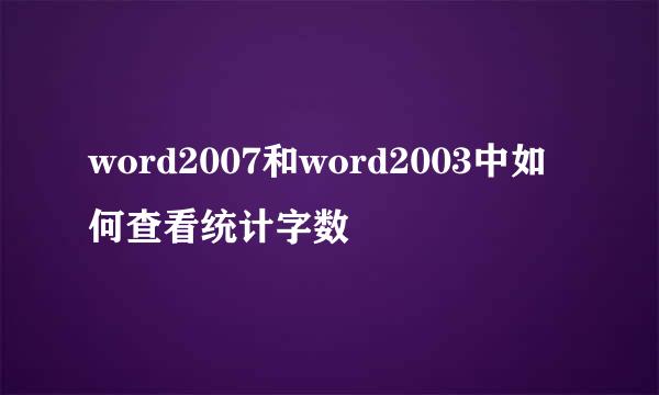 word2007和word2003中如何查看统计字数