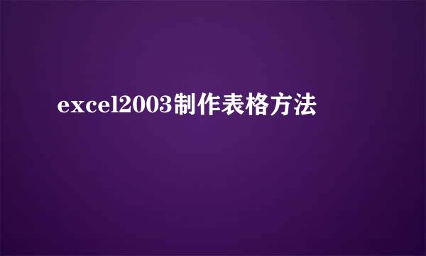 excel2003制作表格方法