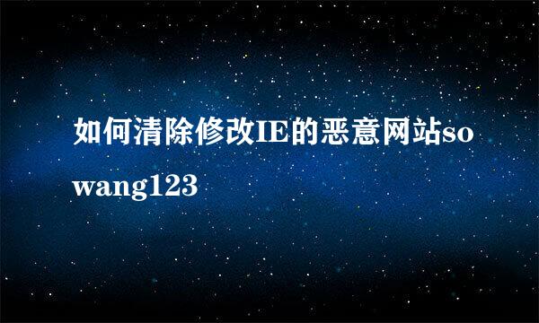 如何清除修改IE的恶意网站sowang123