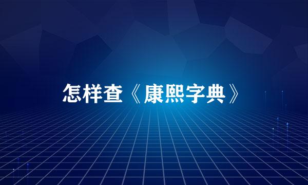 怎样查《康熙字典》