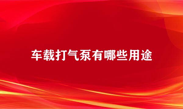 车载打气泵有哪些用途