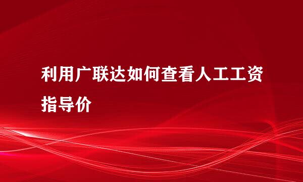 利用广联达如何查看人工工资指导价