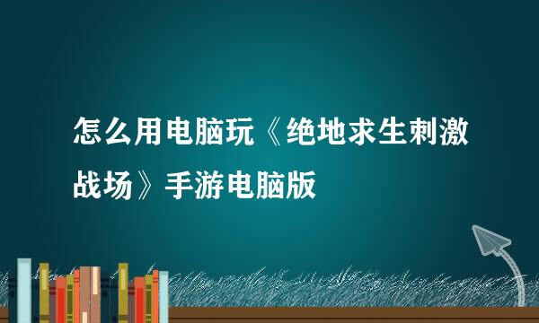 怎么用电脑玩《绝地求生刺激战场》手游电脑版