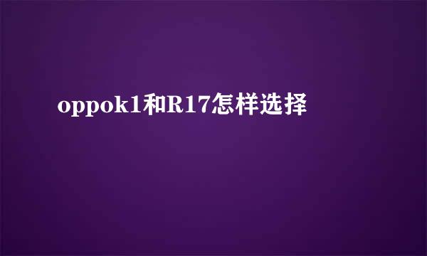 oppok1和R17怎样选择