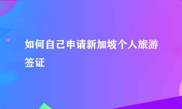 如何自己申请新加坡个人旅游签证