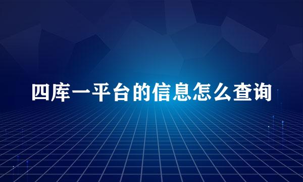 四库一平台的信息怎么查询