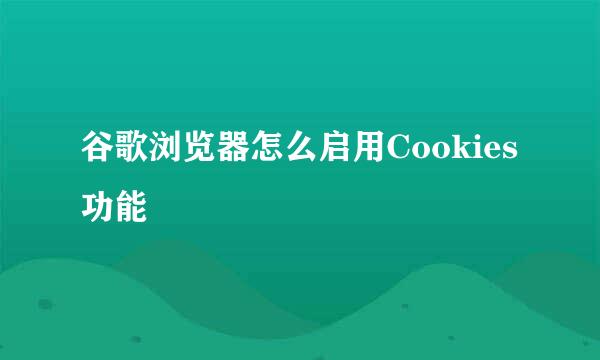 谷歌浏览器怎么启用Cookies功能