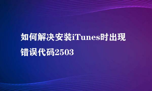 如何解决安装iTunes时出现错误代码2503