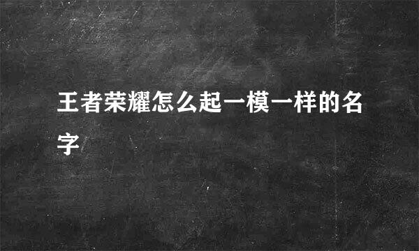 王者荣耀怎么起一模一样的名字