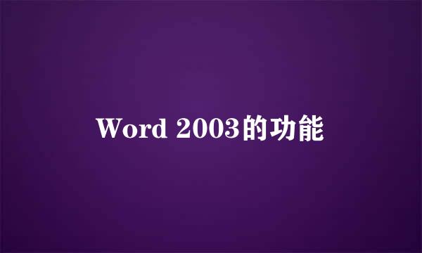 Word 2003的功能