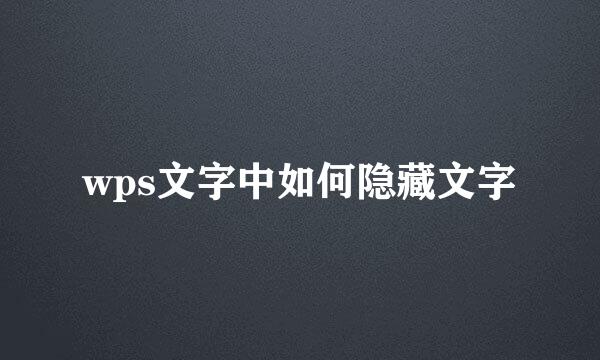 wps文字中如何隐藏文字