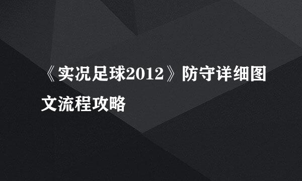 《实况足球2012》防守详细图文流程攻略